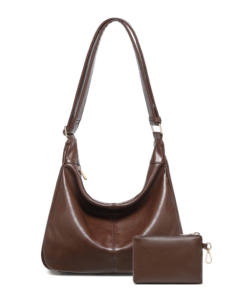 BAVERGE Hobo Bag for Women with Mini Purse Soft Vegan Leather Slouchy Shoulder Crossbody Handbag 2025 Fall Tote - Image 1