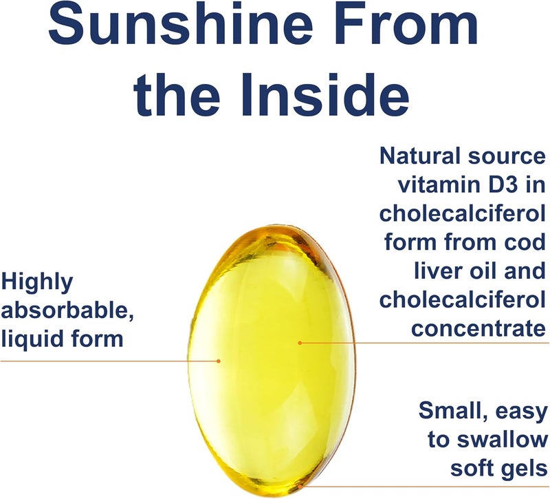 Carlson  Solar D Gems Vitamin D3 and Omega3 Supplement 4000 IU 100 mcg D3 115 mg Omega3 EPA and DHA Vitamin D Fish Oil Capsule Bone  Immune Health Vitamin D Supplement Lemon 360 Softgels - Image 4