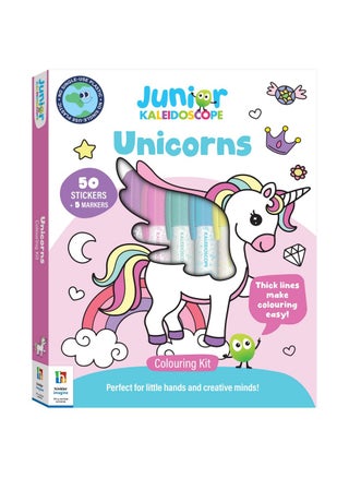 Hinkler Jr Kaleidoscope Colouring Kit – Unicorns Edition, includes 64-page colouring book with 5 pastel markers and 50 fun stickers, Magical Colouring Fun for Kids, Perfect Gift for Unicorn Lovers and Creative Play - pzsku/ZA3E867E4D93028883E6FZ/45/_/1736579951/eeb8cc04-2570-435e-88aa-4df6700ed82b