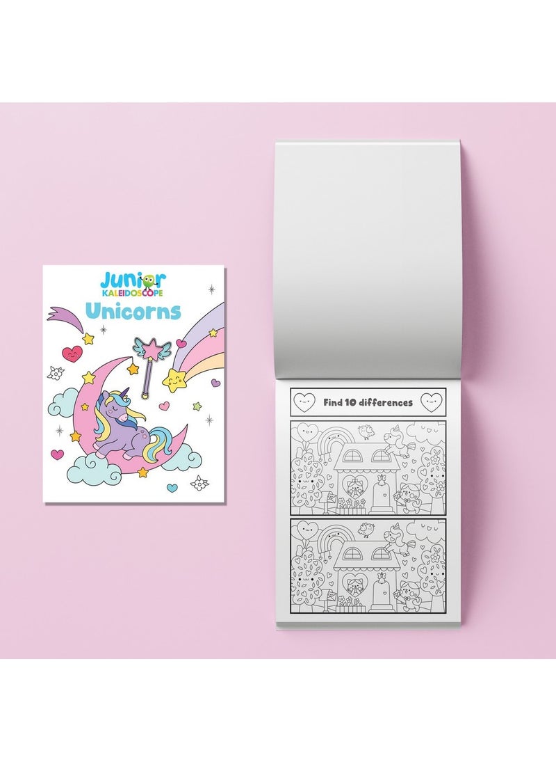 Hinkler Jr Kaleidoscope Colouring Kit – Unicorns Edition, includes 64-page colouring book with 5 pastel markers and 50 fun stickers, Magical Colouring Fun for Kids, Perfect Gift for Unicorn Lovers and Creative Play