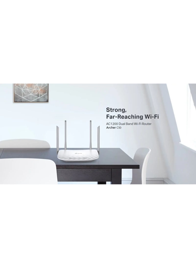 Tp-link Tl TP-Link Archer C50 AC1200 Mbps Ethernet Dual-Band White Wi-Fi Router - Image 4