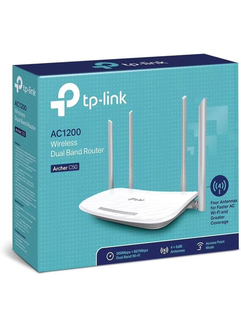 Tp-link Tl TP-Link Archer C50 AC1200 Mbps Ethernet Dual-Band White Wi-Fi Router - Image 2