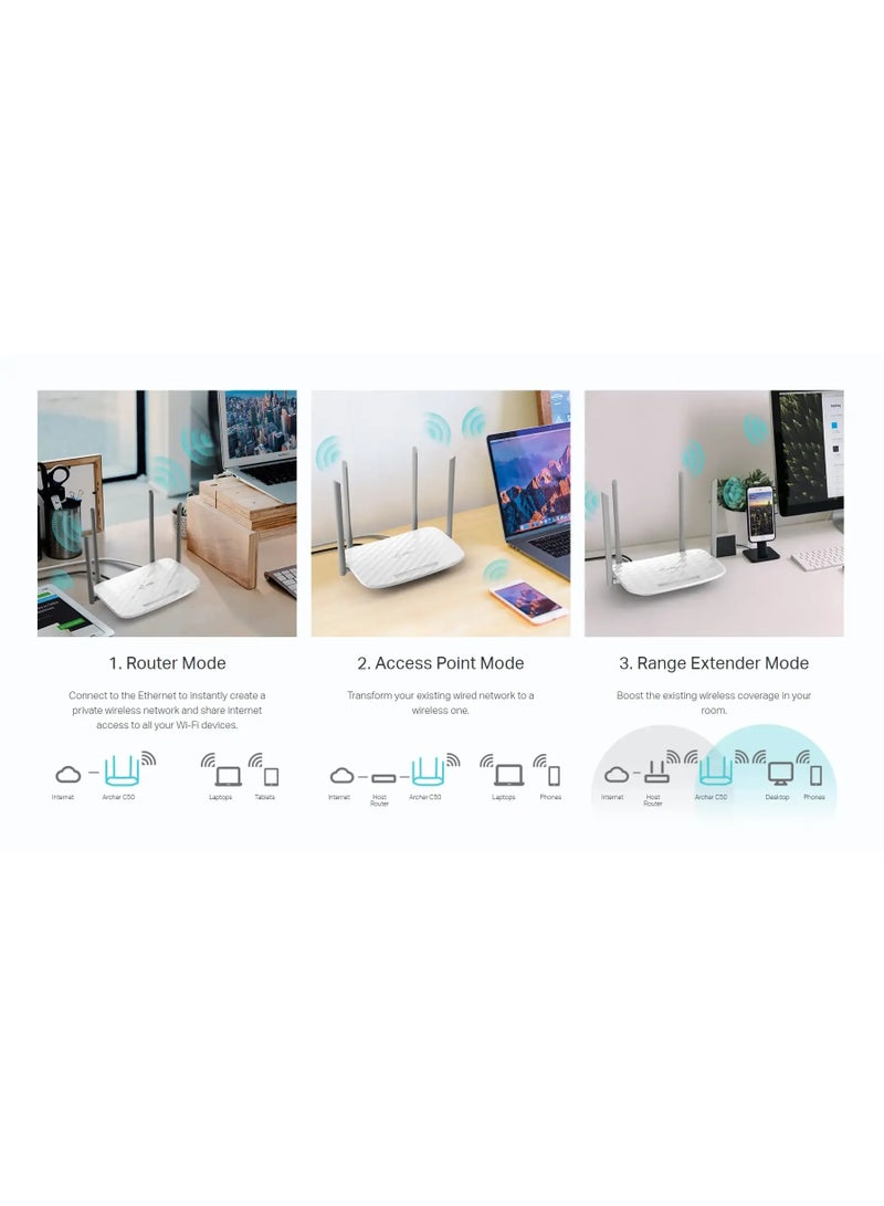 Tp-link Tl TP-Link Archer C50 AC1200 Mbps Ethernet Dual-Band White Wi-Fi Router - Image 5