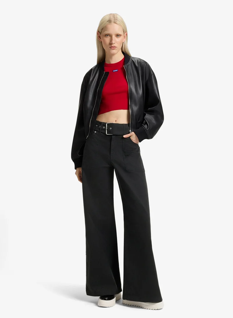 هوجو حذاء سنيكرز منصة جلد صناعي لامع