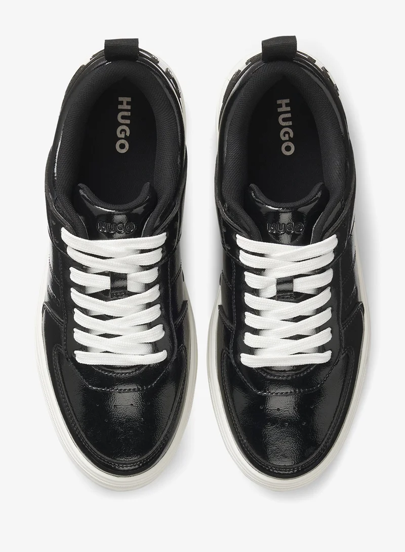 هوجو حذاء سنيكرز منصة جلد صناعي لامع