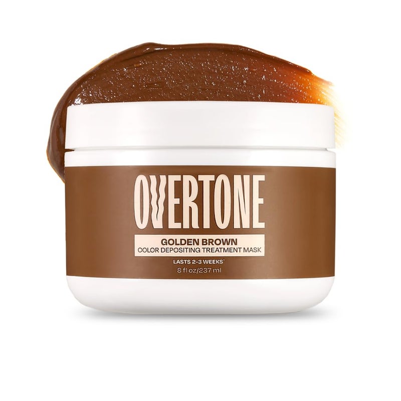 Overtone Semi Permanent Hair Color Conditioner, Golden Brown, 8 oz, Nourishing, Damage-Free, Color Depositing Mask for All Hair Types with Shea Butter & Coconut Oil, Vegan & Cruelty-Free - Image 1