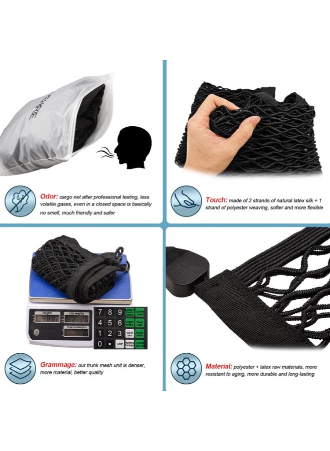Premium Truck Bed Cargo Net Organizer Elastic Car Rear Cargo Net for Pickup Truck Bed Envelope Style Trunk Mesh Cargo Net with ABS Hooks for SUV Car Accessories (31.5" x23.6") - Image 4