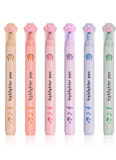 Highlighters Aesthetic Pastel Cute Highlighter Kawaii Assorted Pastel Colors Multicolor Marker Pen Cat Claw Animals Cartoon Colored Aesthetic Highlighter for Writing Graffiti School Supplies 6Pcs