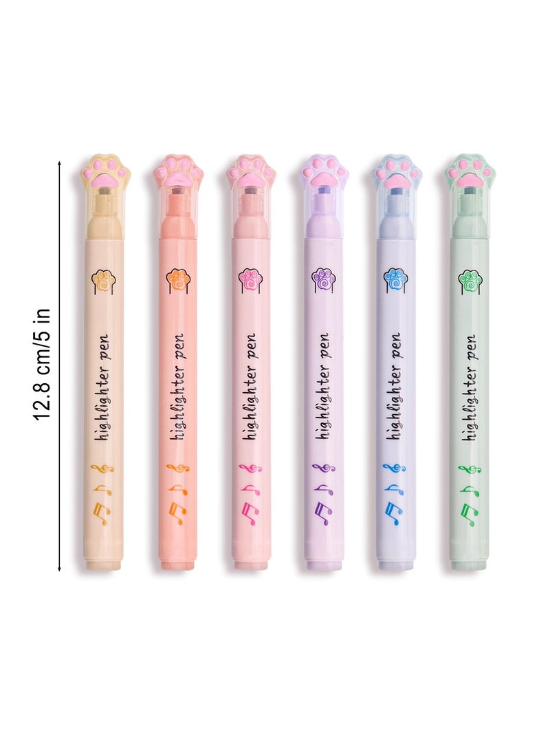 SYOSI - Highlighters Aesthetic Pastel Cute Highlighter Kawaii Assorted Pastel Colors Multicolor Marker Pen Cat Claw Animals Cartoon Colored Aesthetic Highlighter for Writing Graffiti School Supplies 6Pcs - Image 1
