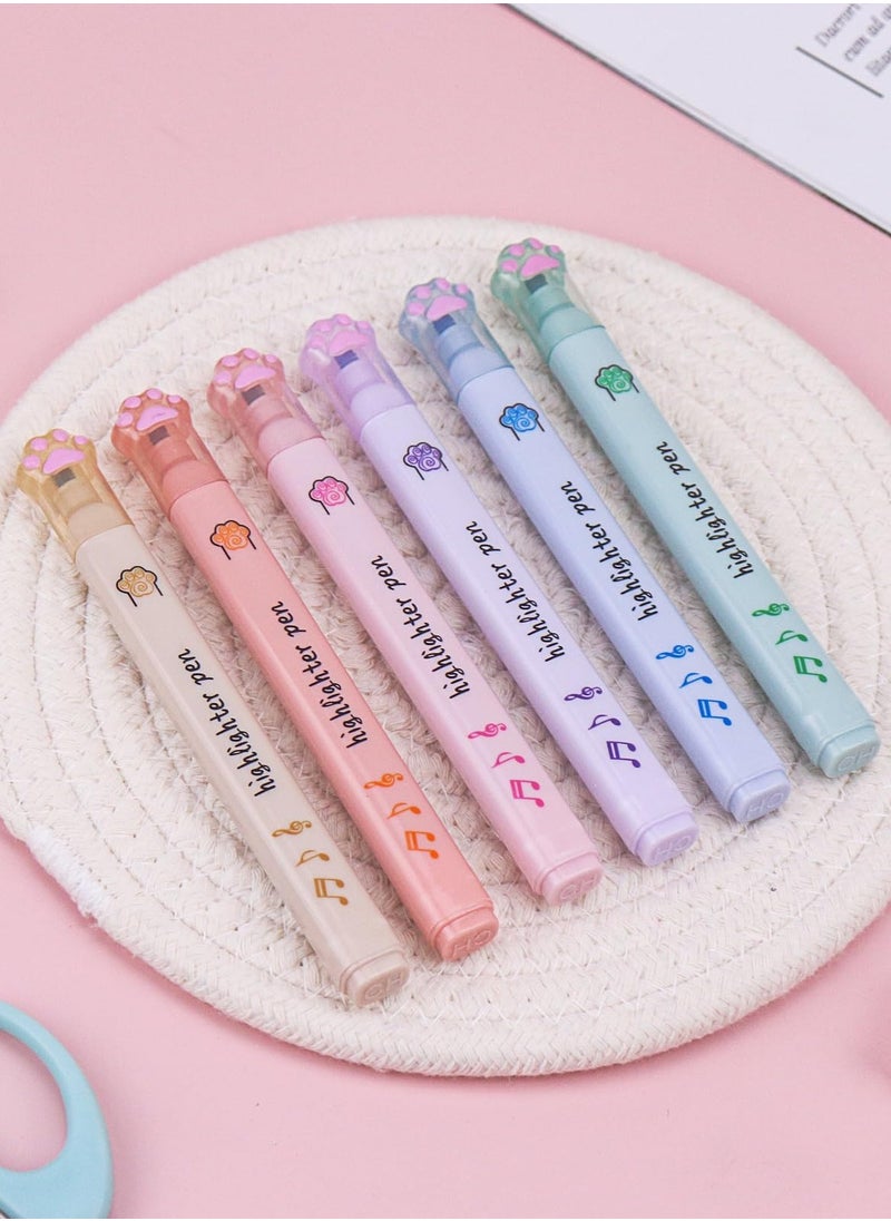SYOSI - Highlighters Aesthetic Pastel Cute Highlighter Kawaii Assorted Pastel Colors Multicolor Marker Pen Cat Claw Animals Cartoon Colored Aesthetic Highlighter for Writing Graffiti School Supplies 6Pcs - Image 1