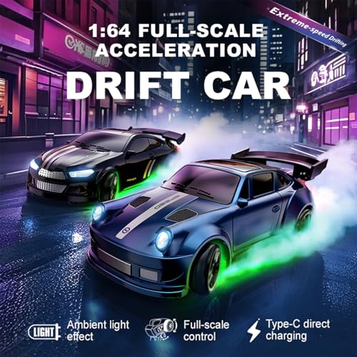 KAIMIO 164 Scale Mini RC Drift Car with Gyro Full Proportional RTR 24Ghz Remote Control with RGB Lights 05Blue - Image 5