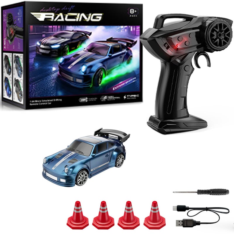 KAIMIO 164 Scale Mini RC Drift Car with Gyro Full Proportional RTR 24Ghz Remote Control with RGB Lights 05Blue - Image 3