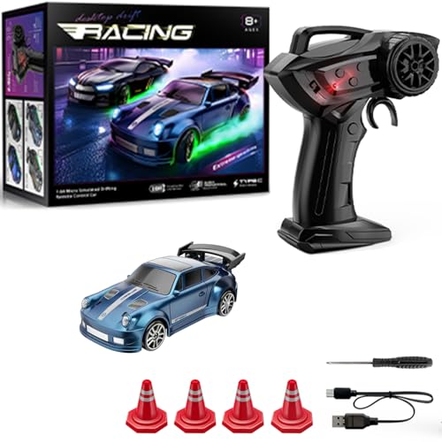KAIMIO 164 Scale Mini RC Drift Car with Gyro Full Proportional RTR 24Ghz Remote Control with RGB Lights 05Blue - Image 1