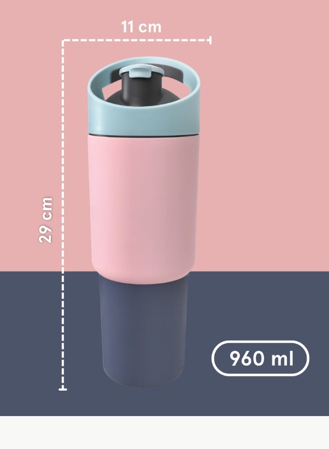 asobu Cosmic Pop-Up Straw Bottle 945ml – Stainless Steel Insulated Water Bottle with Secure Grip Handle, Leak-Proof Straw Lid, Travel Bottle for Cold Drinks - Image 4