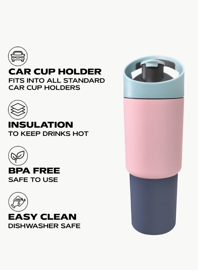 asobu Cosmic Pop-Up Straw Bottle 945ml – Stainless Steel Insulated Water Bottle with Secure Grip Handle, Leak-Proof Straw Lid, Travel Bottle for Cold Drinks - Image 3