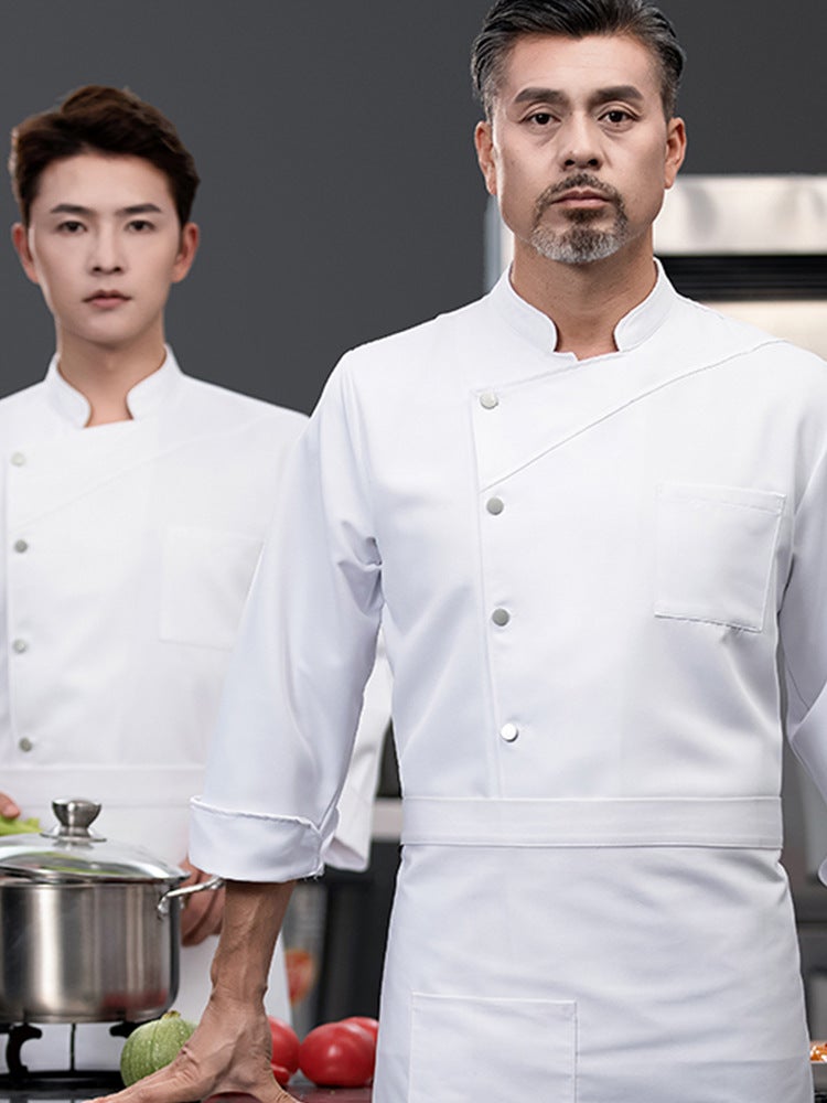 High-End Chef Work Clothes For Men, Long-Sleeved Tops, Kitchen Western Food Restaurant Catering Canteen Baking Clothes, Customized For Women - Image 2