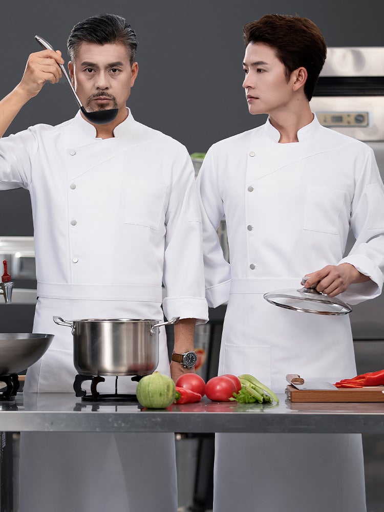 High-End Chef Work Clothes For Men, Long-Sleeved Tops, Kitchen Western Food Restaurant Catering Canteen Baking Clothes, Customized For Women - Image 4