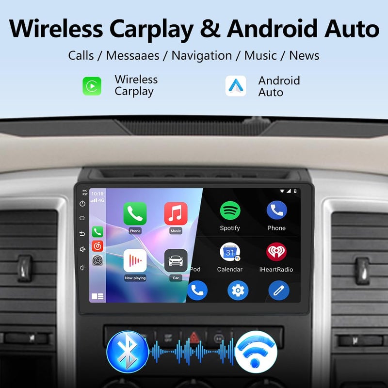 Junsun Car Radio Stereo Android 13 for Dodge Ram 1500 2500 3500 2009 2010 2011 2012 with Wireless CarPlay Android Auto Bluetooth FM Backup Camera - Image 2
