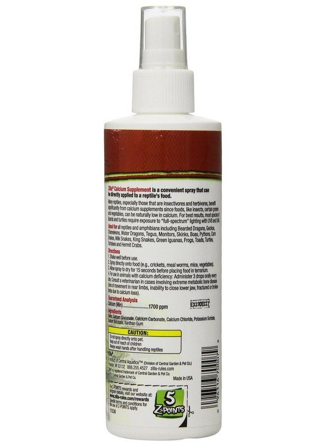 Zilla Zilla Reptile Health Supplies Calcium Supplement Food Spray, 8-Ounce (3 Pack)  - Image 2