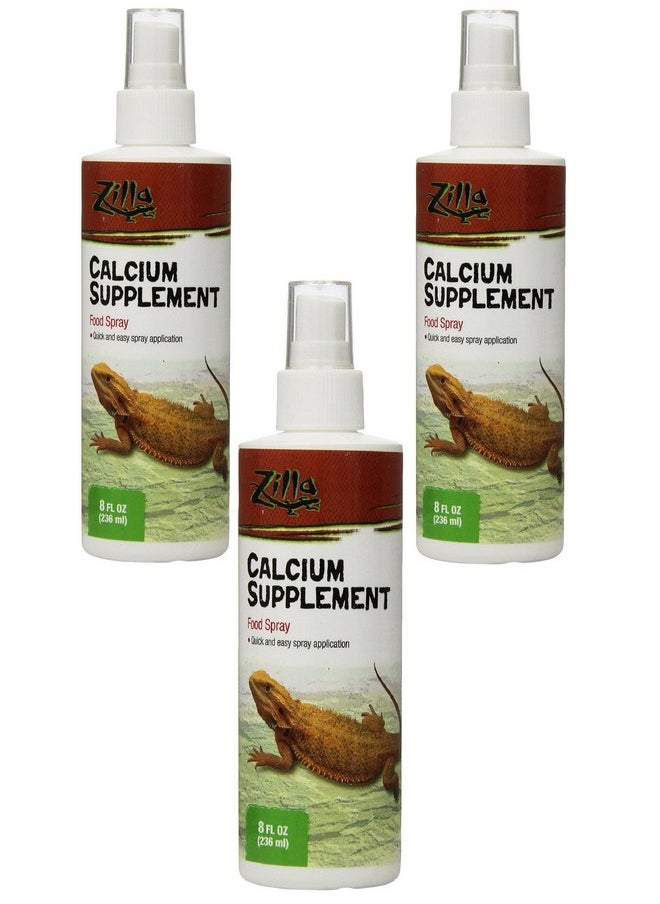 Zilla Zilla Reptile Health Supplies Calcium Supplement Food Spray, 8-Ounce (3 Pack)  - Image 1