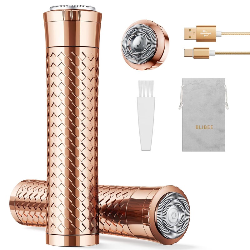 BLIBEE Facial Hair Removal for Women, Rechargeable Hair Removal Device, Painless Face Electric Razor/Shaver for Lip, Arms, Face, Peach Fuzz (Gold) - Image 1