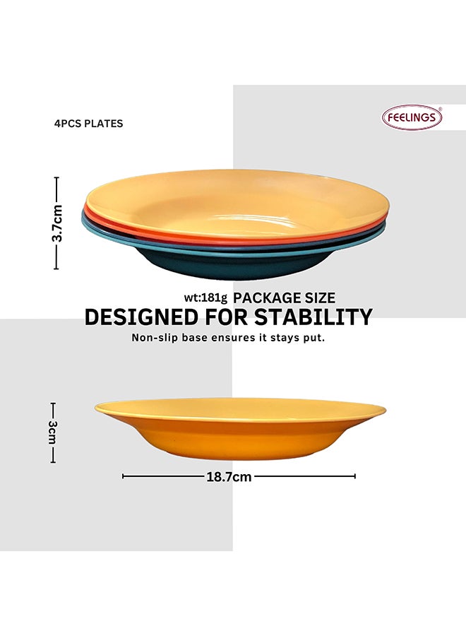 Feelings Plastic Salad Plate  4Pcs Set (19Cm) | Lightweight & Easy To Clean - Image 2