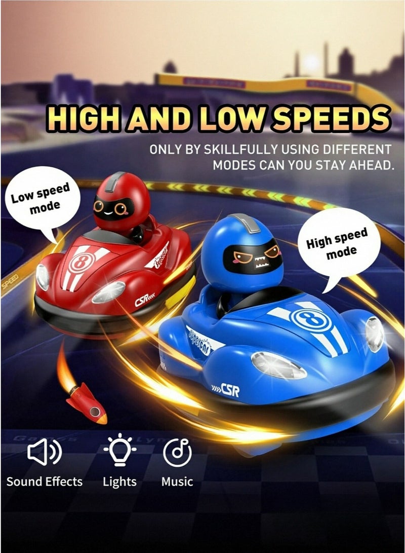 2 Pack Cute Cartoon Remote Control Bumper Car for Toddlers-Mini RC Cars with Light & Sound & 360°Rotating-Race car Toys for 3-6 Year Old Boys Girls - Image 1
