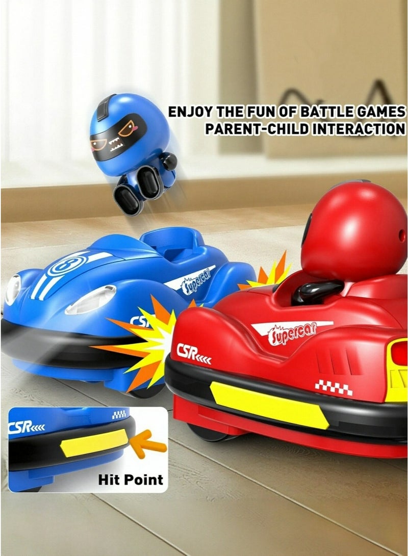 2 Pack Cute Cartoon Remote Control Bumper Car for Toddlers-Mini RC Cars with Light & Sound & 360°Rotating-Race car Toys for 3-6 Year Old Boys Girls - Image 2
