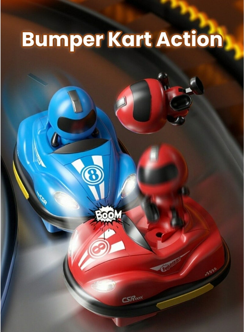 2 Pack Cute Cartoon Remote Control Bumper Car for Toddlers-Mini RC Cars with Light & Sound & 360°Rotating-Race car Toys for 3-6 Year Old Boys Girls - Image 5