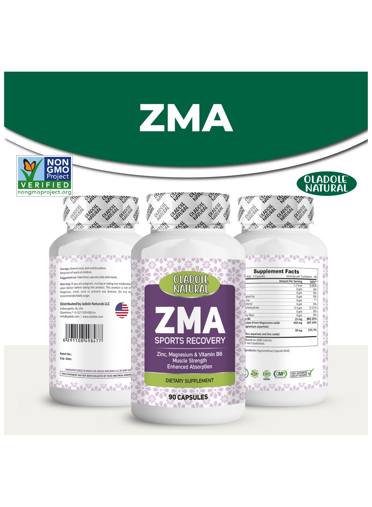 Zma Sports Recovery 90 Capsules - Zinc Magnesium Aspartate & Vitamin B6 Supplement