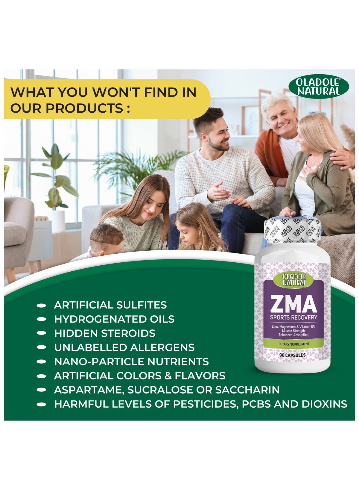 Zma Sports Recovery 90 Capsules - Zinc Magnesium Aspartate & Vitamin B6 Supplement