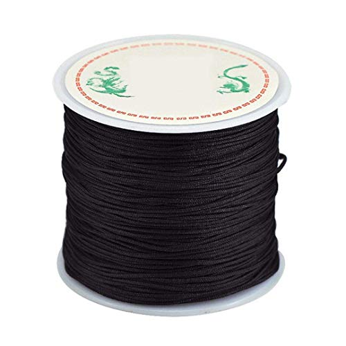 Mayitr 0.8mm Nylon Cord, Thread Chinese Knot Macrame Rattail Bracelet Braided String (Black) - Image 1