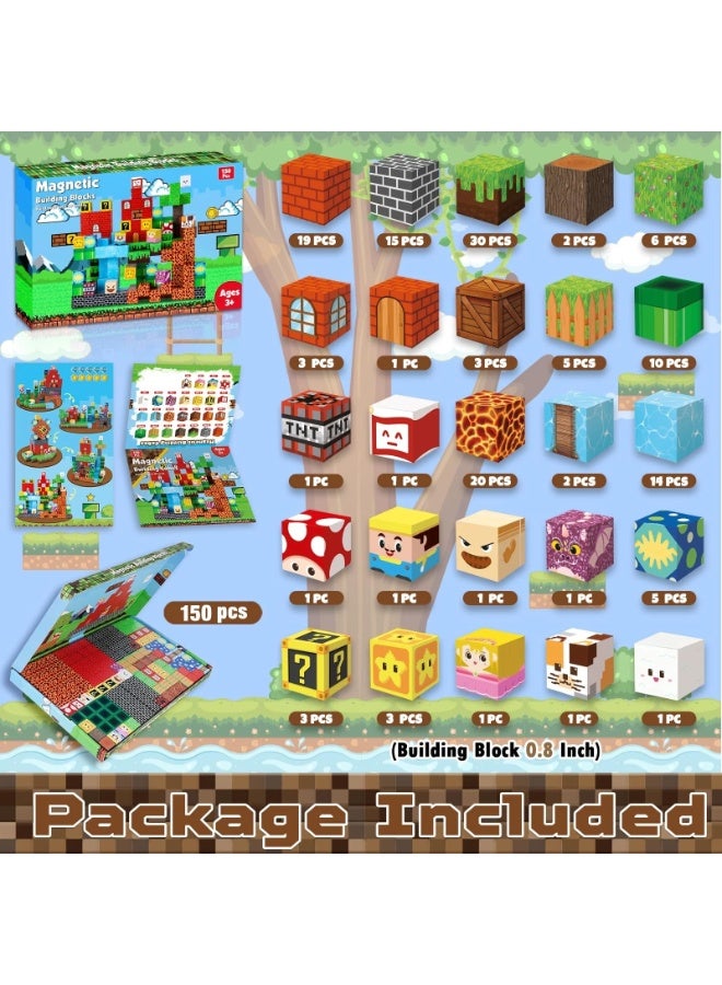 Magnetic Blocks-150PCS Fun Castle Magnetic Building Blocks Magnetic Cubes Stacking, Build Magnetic Blocks Set, STEM Sensory Toys for Kids Boys Girls Ages 3 4 5 6 7 8 9 10, Perfect Gifts for Kids - Image 2