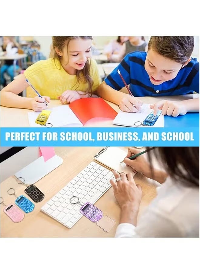 7 Pcs Mini Keychain Calculator for Kids Pocket Calculator Key Ring Tiny Clear Flip Small Portable Calculator 8 Digit Electronic Basic Calculator Keychain for Students - Image 3