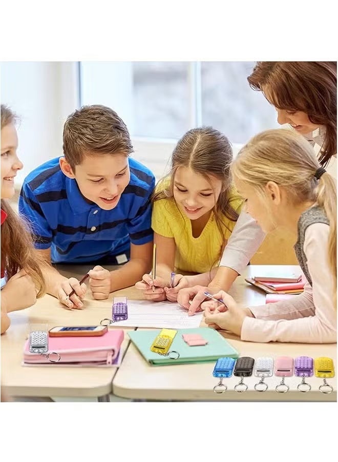 7 Pcs Mini Keychain Calculator for Kids Pocket Calculator Key Ring Tiny Clear Flip Small Portable Calculator 8 Digit Electronic Basic Calculator Keychain for Students - Image 2