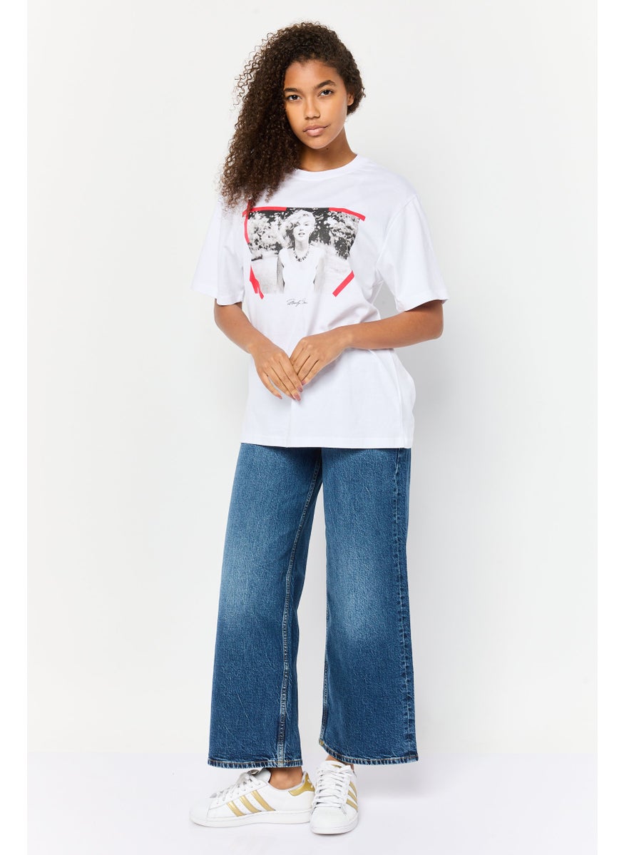 Marlyn Monroe - Women Crew Neck Graphic Print T-Shirt, White - Image 1