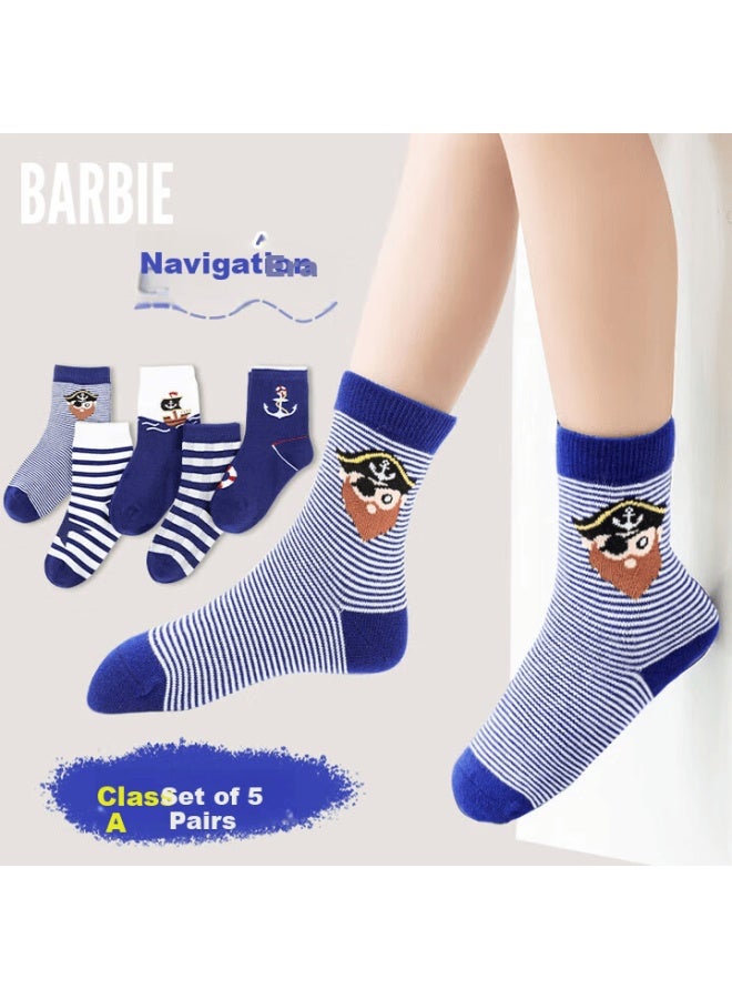 Barbie Children's Short Socks Boys Cotton Socks Spring Autumn Winter Thick Warm Long Socks Non-binding Boys Student Socks - Image 1
