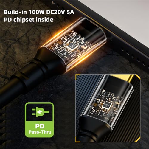 NFHK Stretch Coiled USB-C USB4 Cable 20Gbps 100W 8K for Laptop Keyboard Tablet Type-C Male to Female Power & Data Extension Cable - Image 4