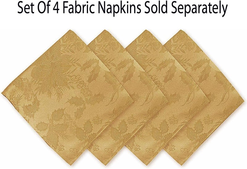 Newbridge Christmas Carol Holiday Noel Damask Tablecloth Holly Leaf and Poinsettia Weave Damask Soil Resistant Wrinkle Free Easy Care Tablecloth 52 x 70 OblongRectangle Gold - Image 4