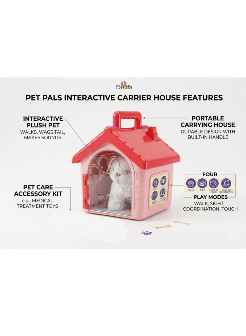 PetPals Store Interactive Walking Plush Kitty Toy with Pet Carrier  & Vet Doctor Kit – 5-Piece Pretend Play Animal Care Set with Sound & Tail Wag for Toddlers and Kids (Ages 3+) - Image 2