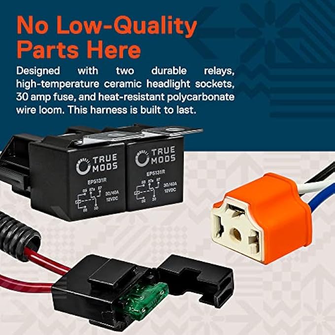 rayihni Store True Mods H6054 5X7 7X6 H4 Headlight Wiring Harness Relay Kit Negative Switched Conversion Ceramic Plugs For 9003 H6024 Hb2 Toyota Nissan Honda Isuzu Mazda Mitsubishi Subaru - Image 5