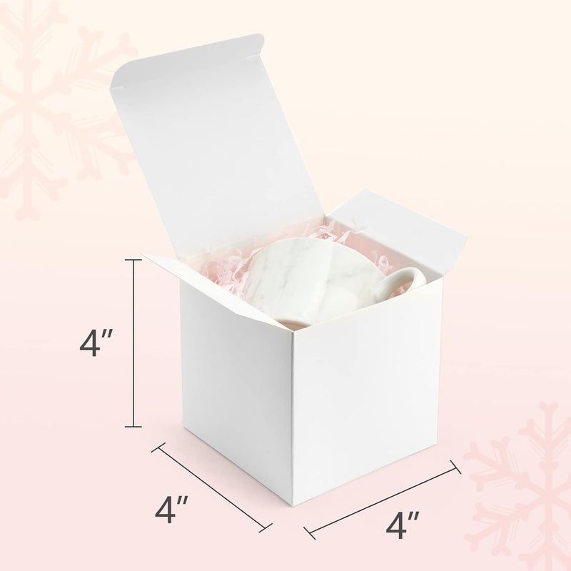 ValBox 4x4x4 White Gift Boxes 50PCS Kraft Paper Boxes with Lids for Gifts, Crafting, Cube, Cupcake Boxes, Easy Assemble Boxes for Party Favor - Image 2