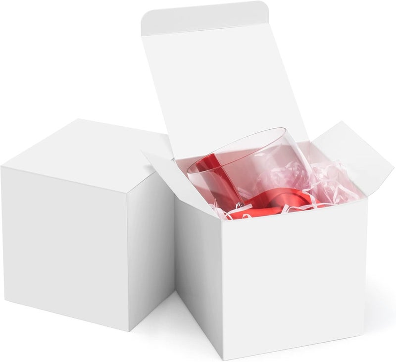 ValBox 4x4x4 White Gift Boxes 50PCS Kraft Paper Boxes with Lids for Gifts, Crafting, Cube, Cupcake Boxes, Easy Assemble Boxes for Party Favor - Image 1