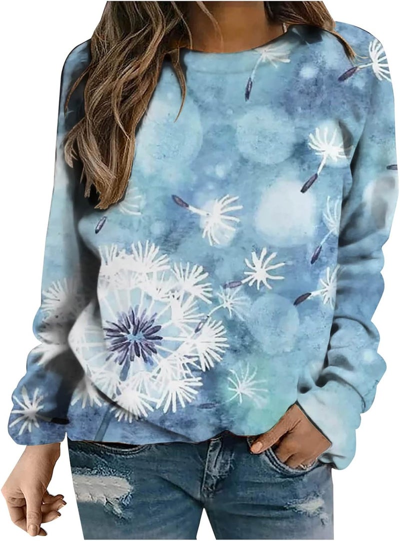 cheekyglo Women's Long Sleeve Round Neck Sweatshirt Casual Graphic Print Pullover Comfy Loose Fit Fall Shirts Blouse - Image 1