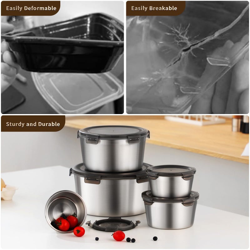 MAX COOK MAXCOOK 316L Stainless Steel Food Storage Containers with Lids, 71oz Airtight Metal Meal Prep Containers,Bento Lunch Box for Kitchen, Picnic & Campingï¼ˆ2100mlï¼‰ - Image 4