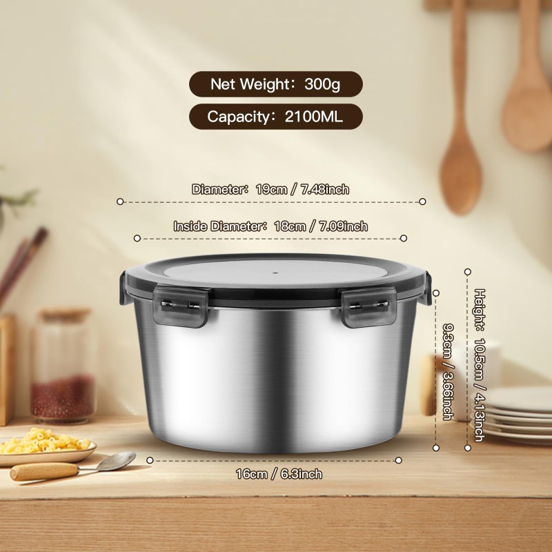 MAX COOK MAXCOOK 316L Stainless Steel Food Storage Containers with Lids, 71oz Airtight Metal Meal Prep Containers,Bento Lunch Box for Kitchen, Picnic & Campingï¼ˆ2100mlï¼‰ - Image 3