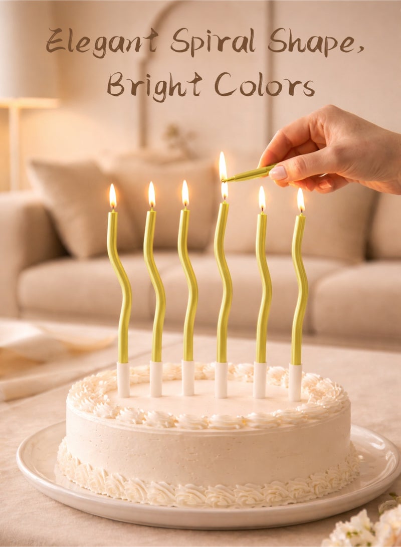 l&wen Arc Birthday Candles, Long Thin Spiral Cake Candles with Holders, Twisted Candles for Party Decorations (6 Pcs, Gold) - Image 5