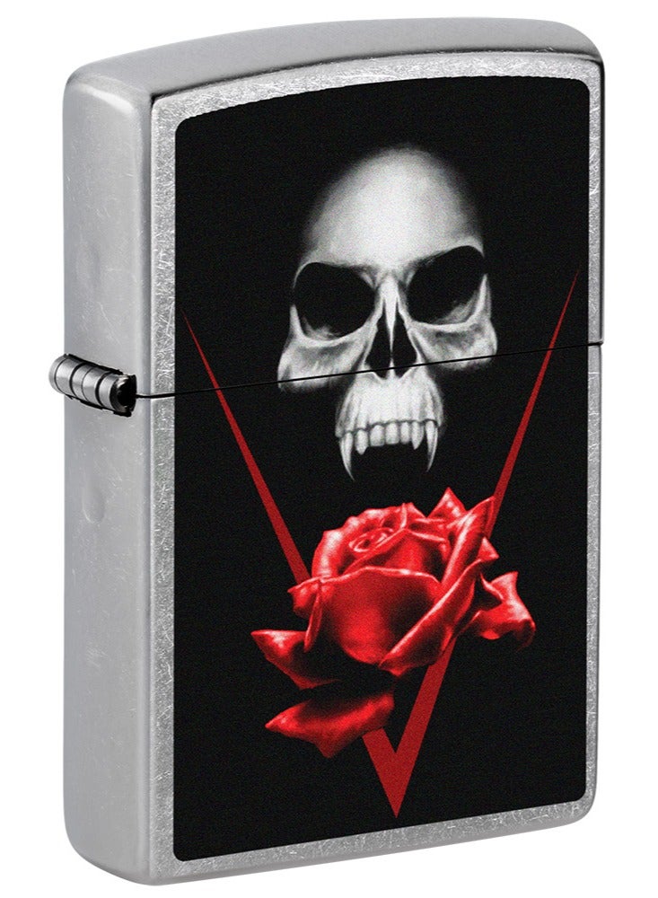 Zippo ولاعة كروم مقاومة للرياح من سي000329 207 جمجمة ورد الشارع - Image 1