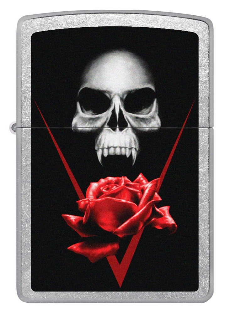 Zippo ولاعة كروم مقاومة للرياح من سي000329 207 جمجمة ورد الشارع - Image 2