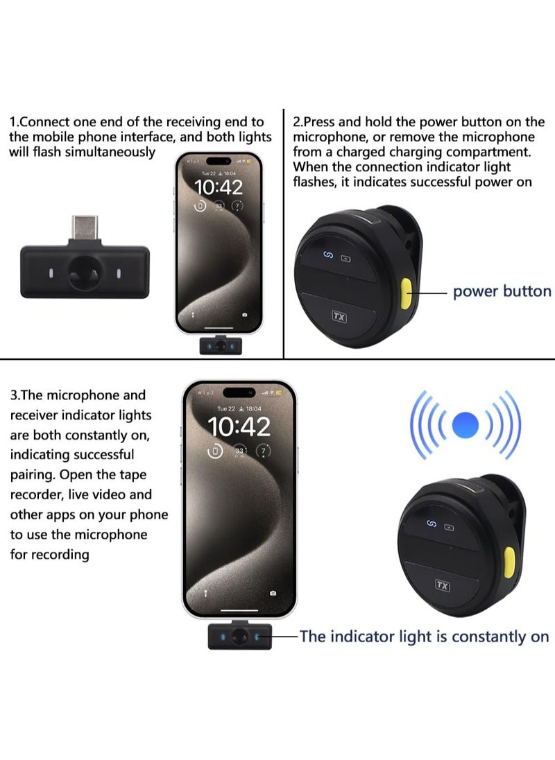 MOXOM wireless microphone Noise Cancellation Lavalier Microphone Mini Mic 20M Transmission microphone for Vlogging TikTok YouTube Content Creators Live Streaming Interview Recording iPhone Android Smartphones  - Image 5